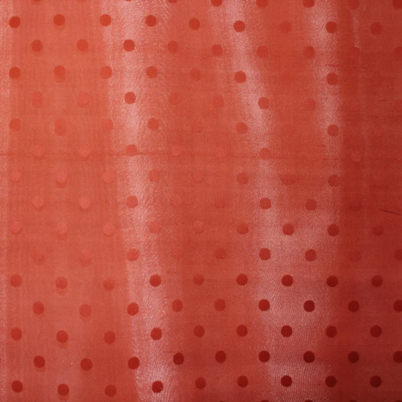 Polka Dot Jacquard Silk Gazar - Orange