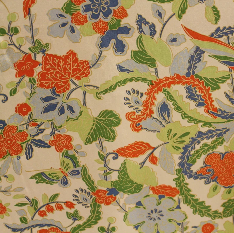 Multicolor Floral Printed Silk Crepe De Chine