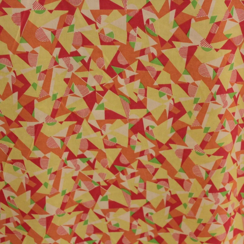 Multicolor Geometric Printed Silk Crepe De Chine