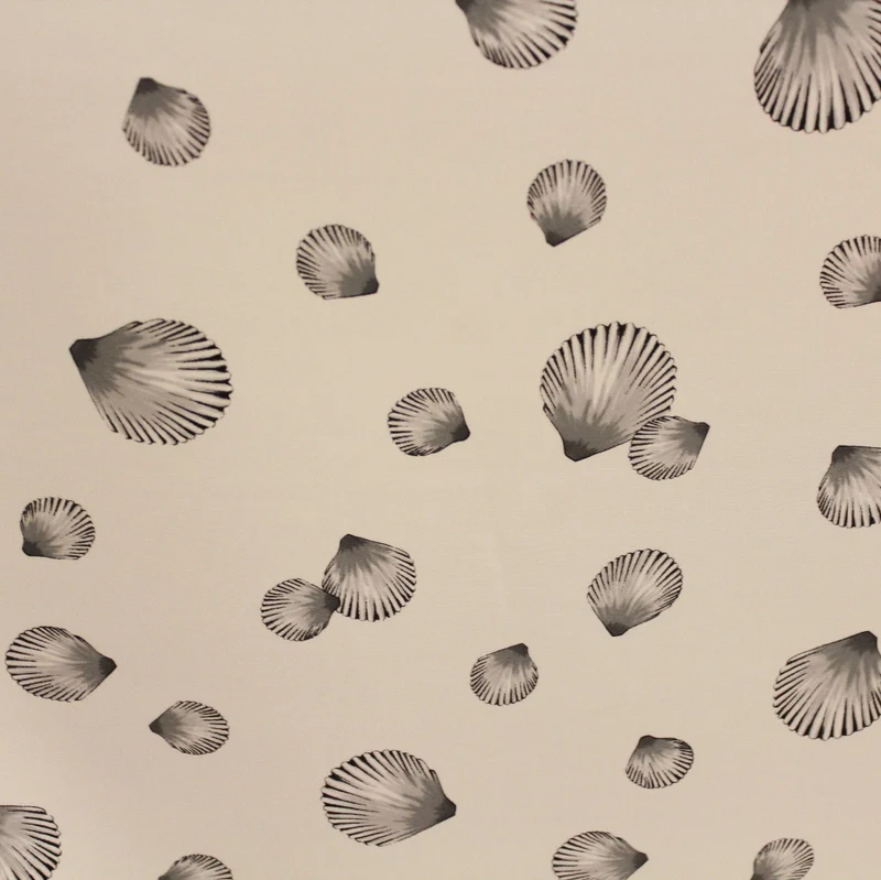 Seashell Printed Silk Crepe - Black/White