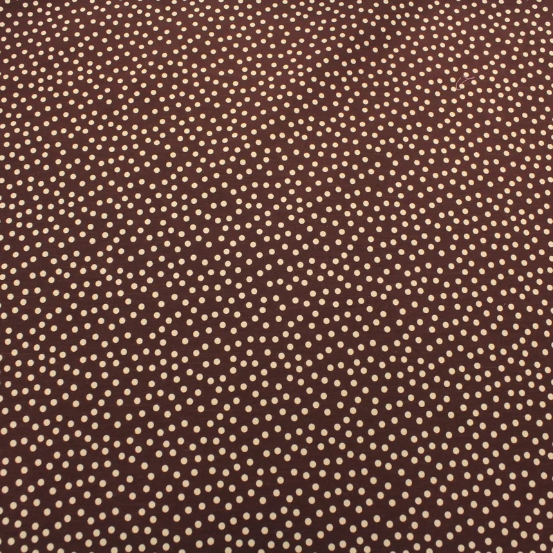 Polka Dot Printed Silk & Cotton Blend - Brown/Cream