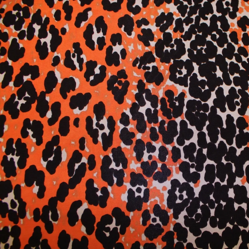 Cheetah Pattern Printed Rayon Knit - Orange/Black/Grey