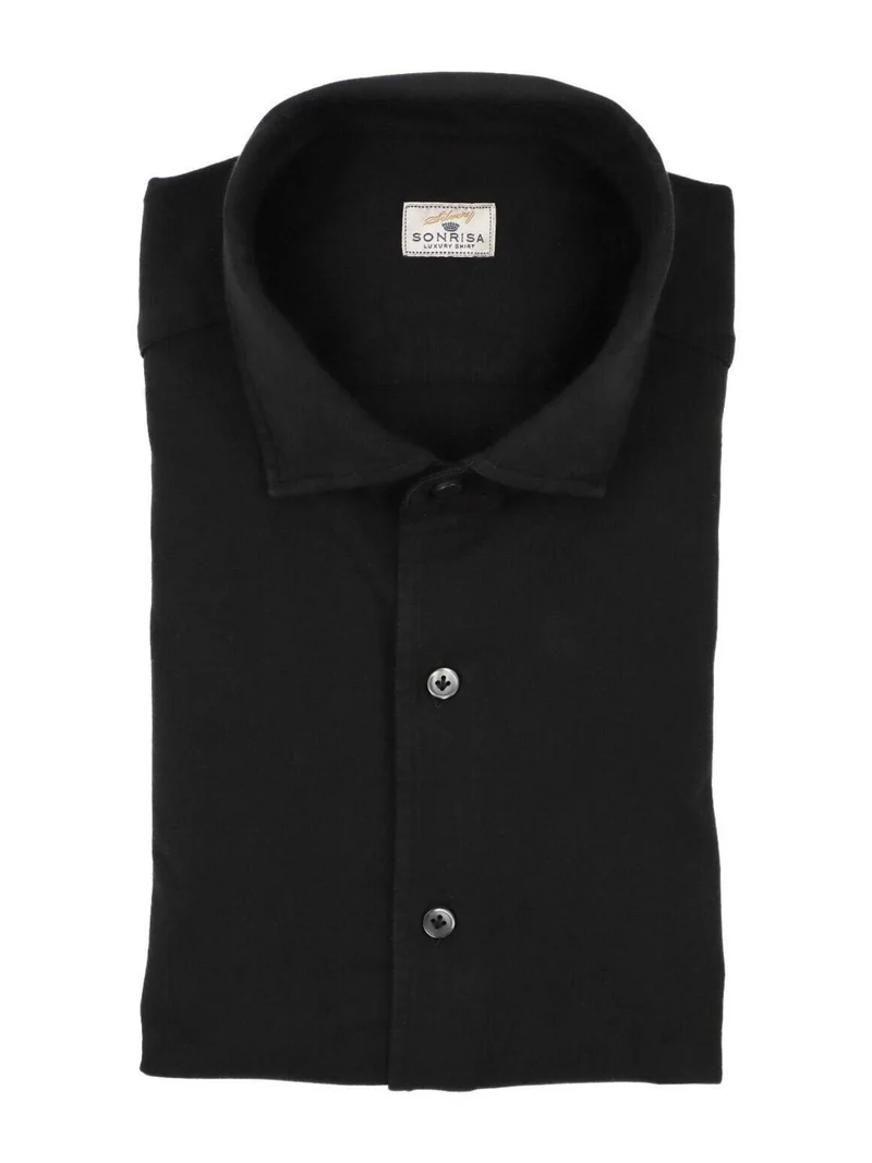 Svart Casual Jerseyskjorta