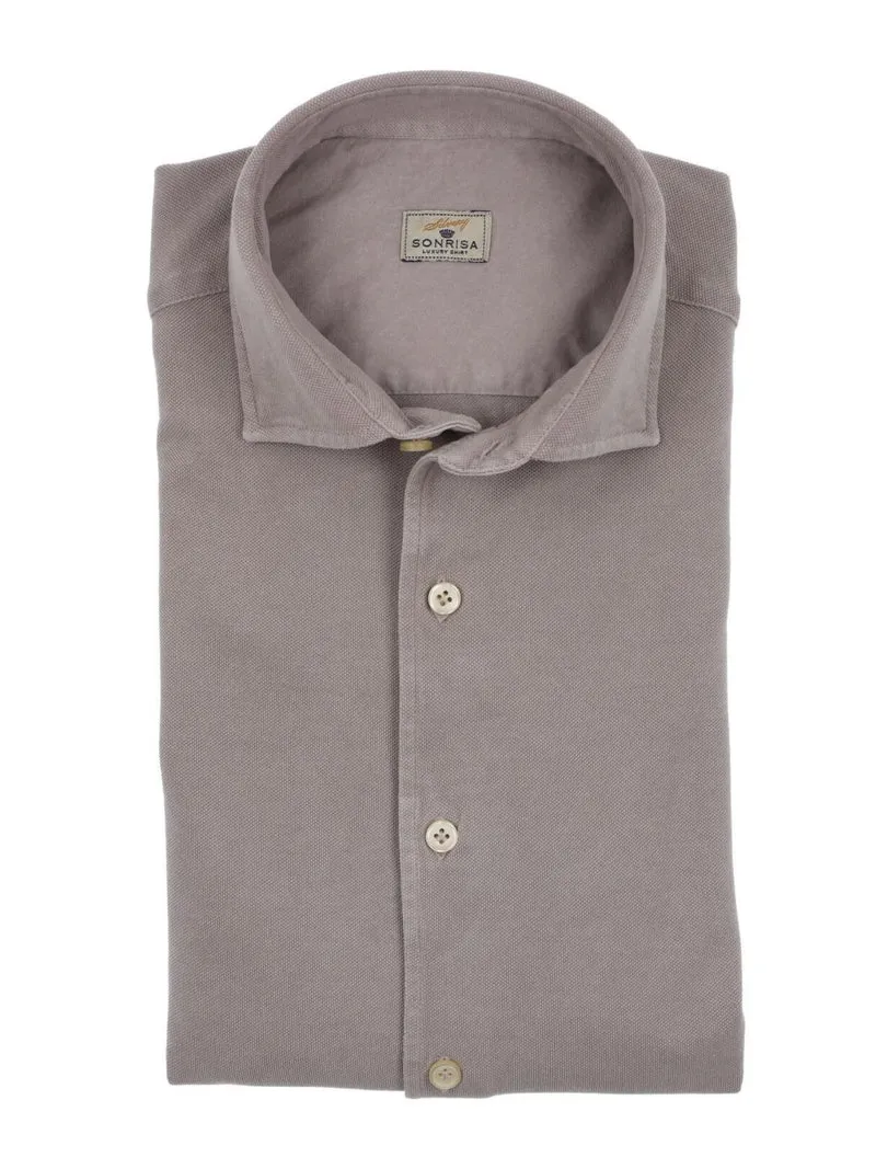 Ljusbrun Casual Jersey Pikéskjorta