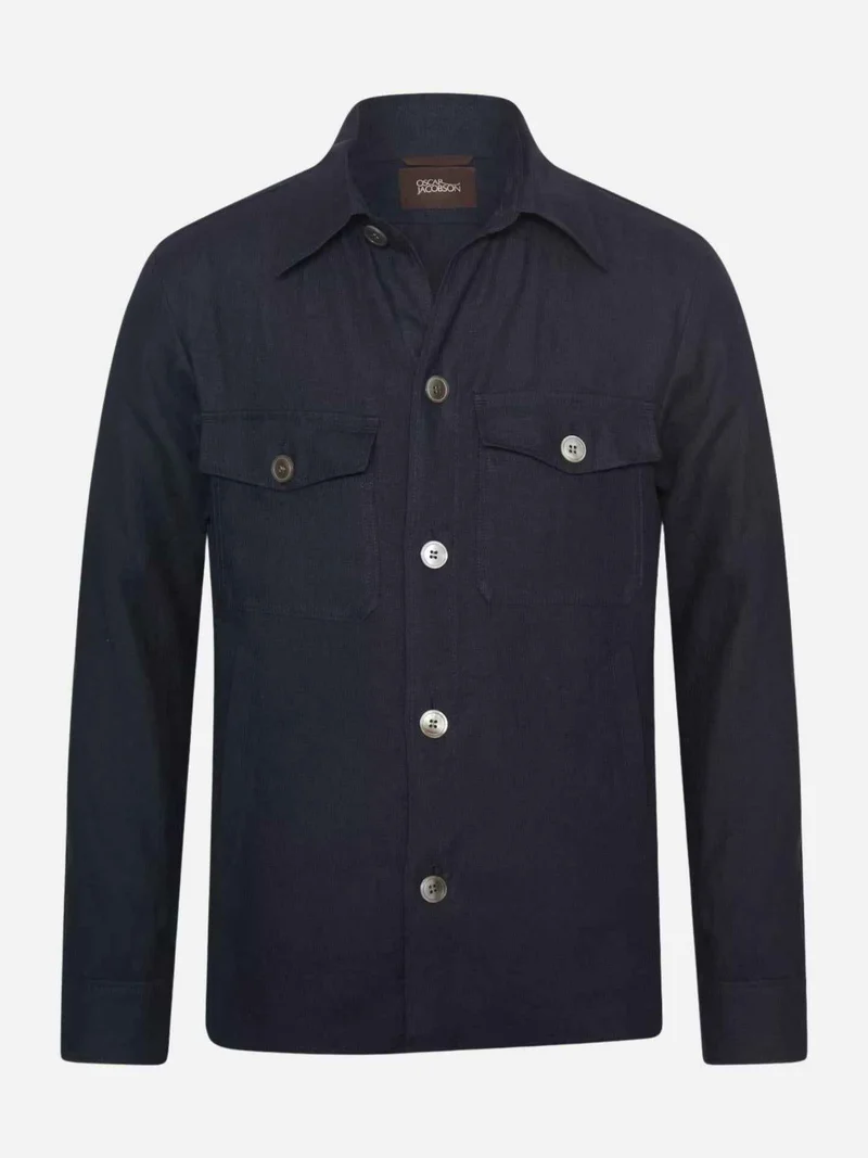 Marinblå Maverick Overshirt i Linne