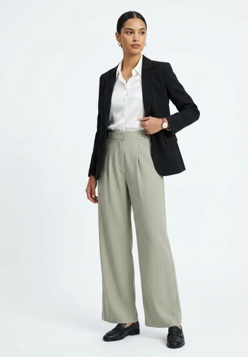Wide Leg Pleated Trouser