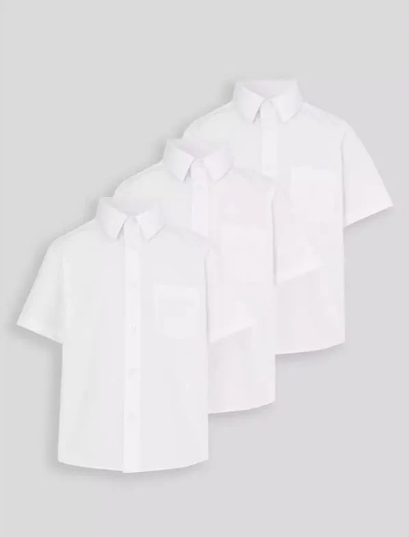 3 Pack Non Iron Unisex White Short Sleeve Shirts