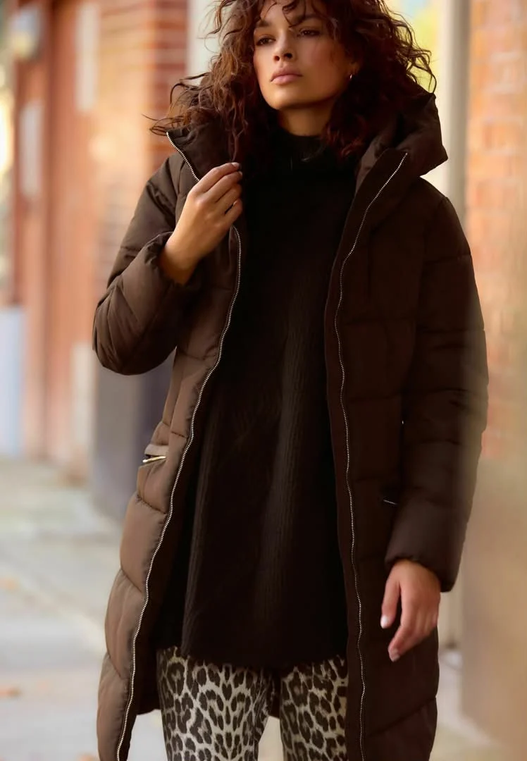 Regular Fit Winter Coat- Chocolate Brown