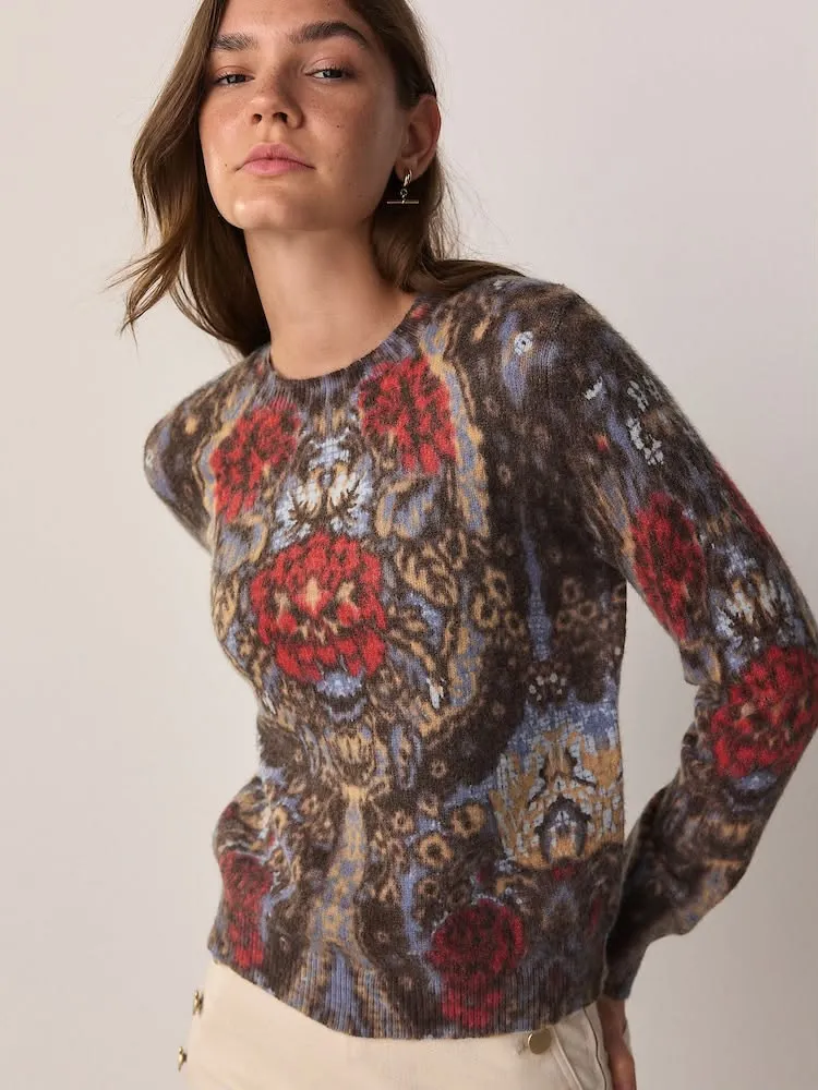 Multi Paisley Printed Crew Neck Jumper