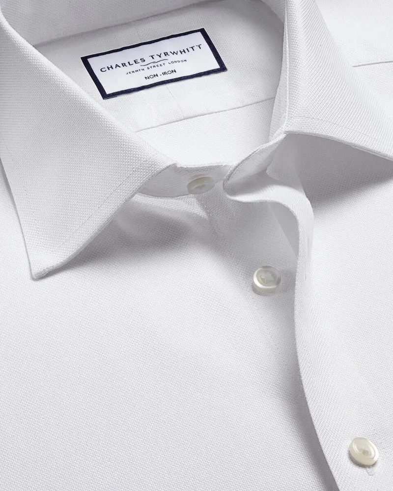 Double Cuff Non-Iron Royal Oxford Slim Fit Shirt - White