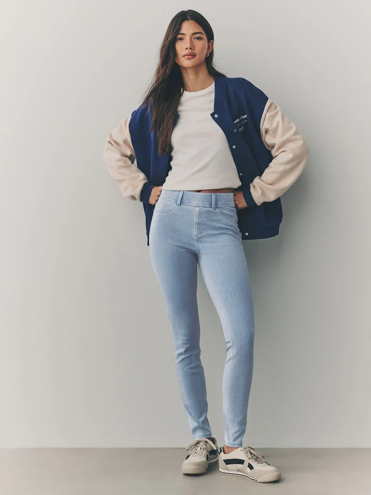 Bleach Blue Jersey Denim Leggings