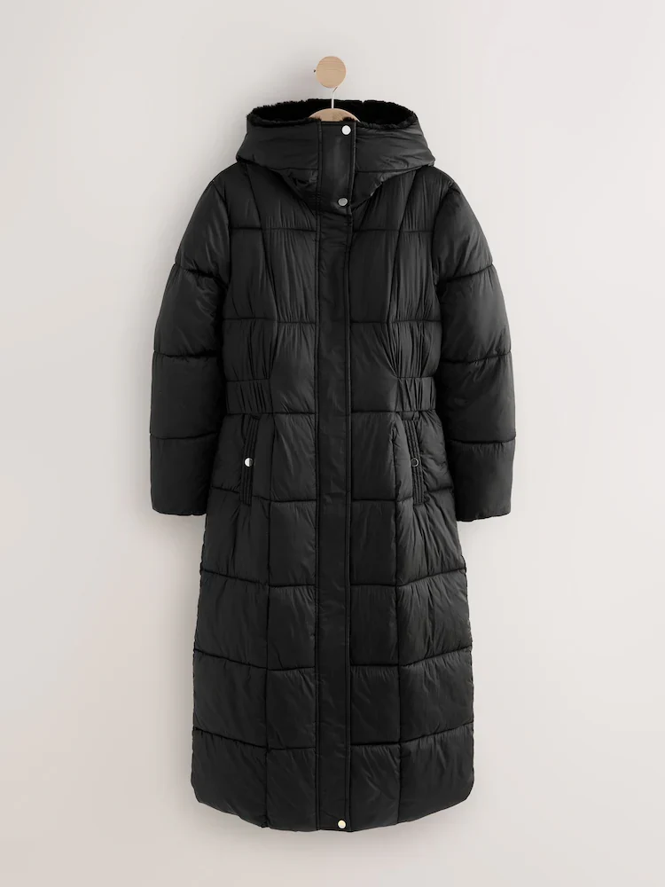 Black Shower Resistant Padded Longline Coat