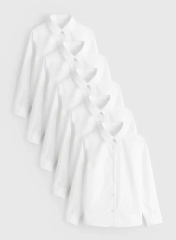 5 Pack Non Iron Long Sleeve White Shirts