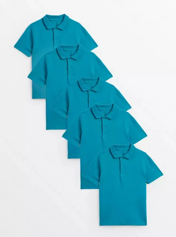 5 Pack Unisex Polo Shirts - Jade