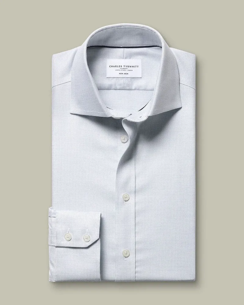 Non-Iron Stretch Greenwich Weave Slim Fit Shirt – Grey