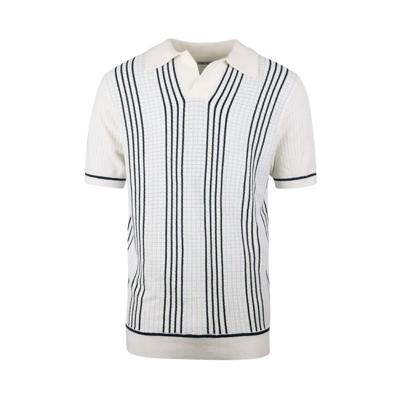 Polo Shirt Knitted Stripe - Offwhite Stripe