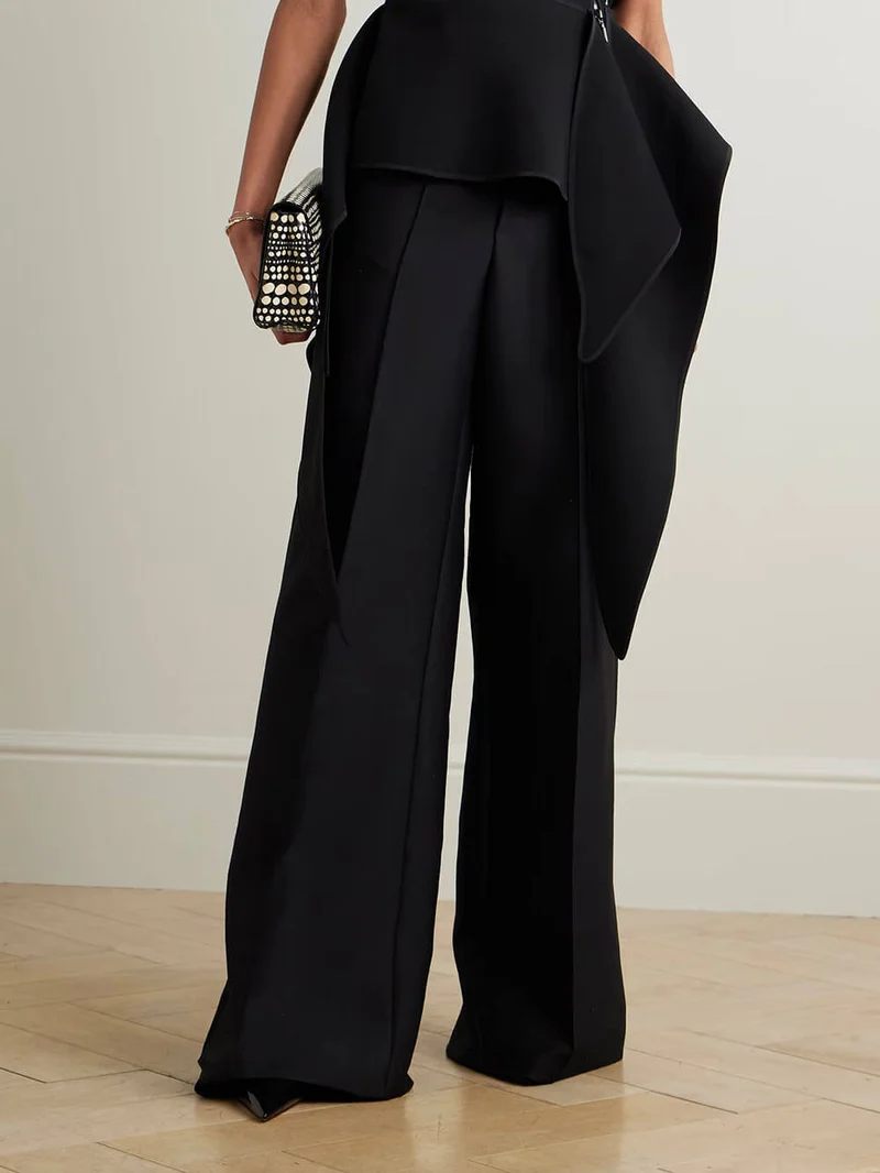 Unique Classic High-Waisted Pocket Straight-Leg Pants