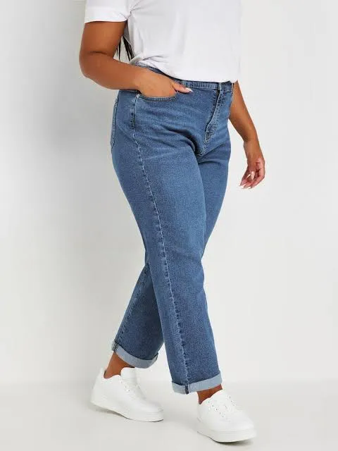 Curve Boyfriend Jeans Mid Blue