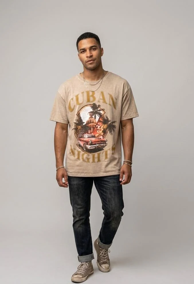 Oversized Heavy Moto Graphic Oversized T-Shirt -Taupe