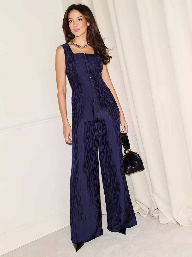 High Waist Wide Leg Trousers and Top Set