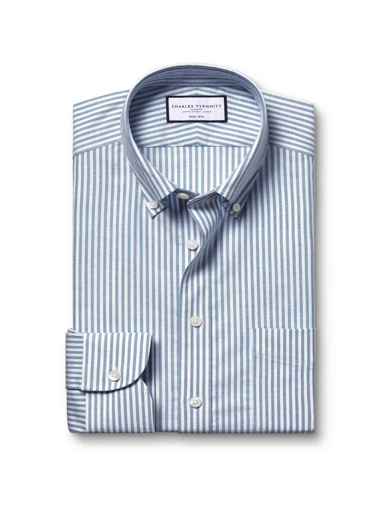 Classic Fit Cotton Rich Striped Oxford Shirt