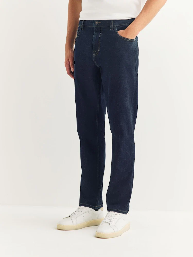 Blue Indigo Rinse Slim Fit Straight Fit Classic Stretch Jeans