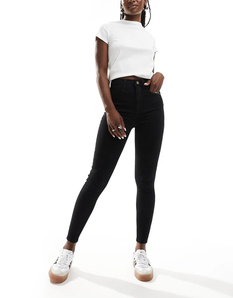 High Rise Skinny Jeans In Black