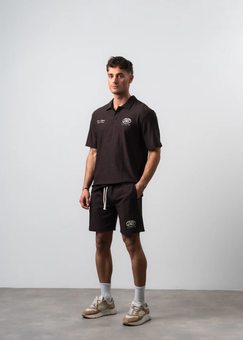 Men's 242 Embroidered Regular Fit T-Shirt and Shorts Set, Brown