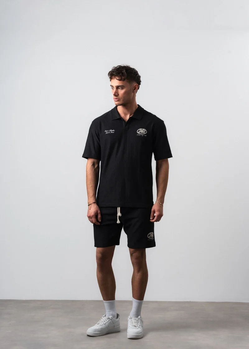 Men's 242 Embroidered Regular Fit T-Shirt and Shorts Set, Black