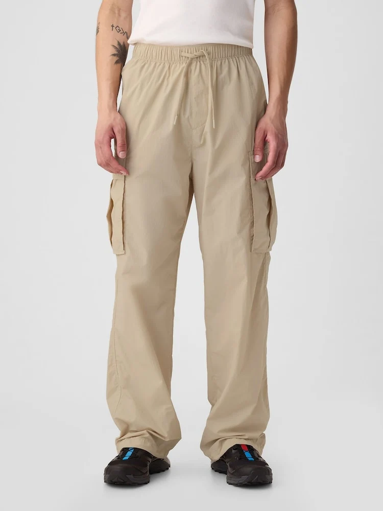 Beige Nylon Cargo Trouser