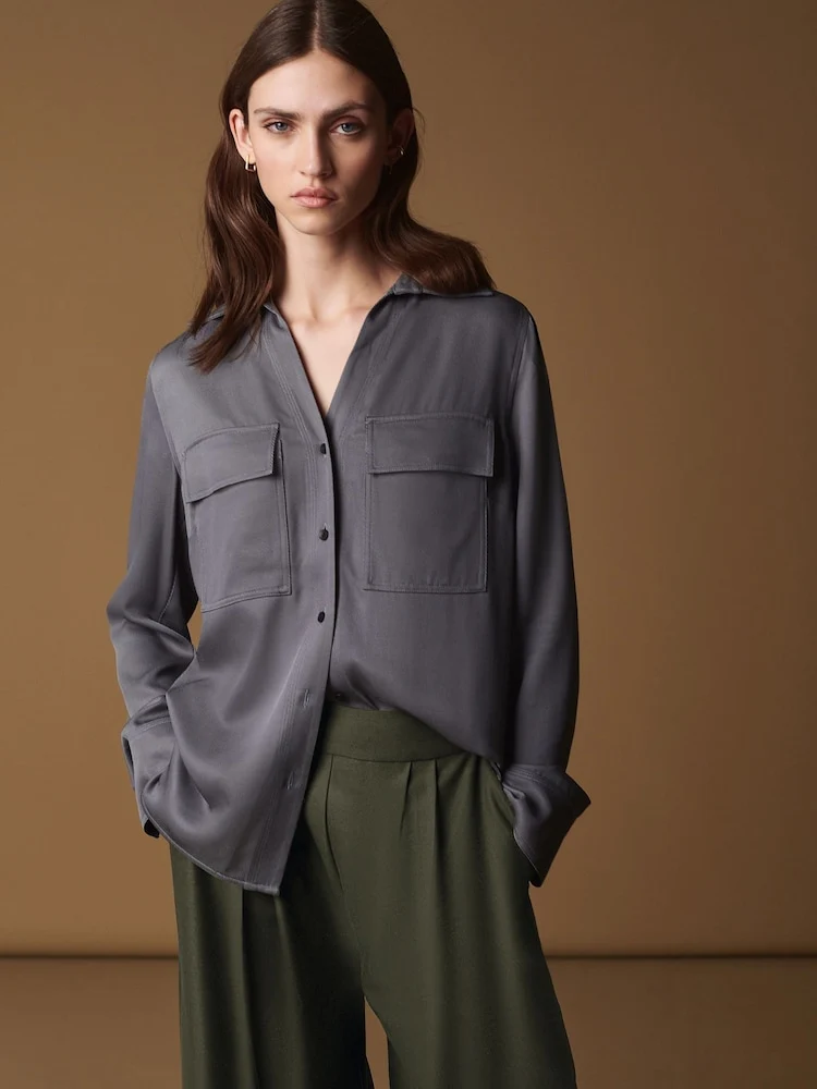 Blue Pocket Detail Premium Shirt