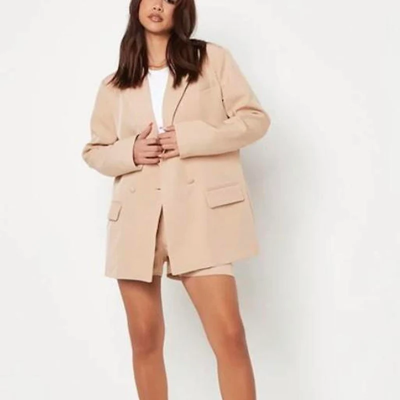 Missguided Oversized Blazer and Shorts Sand
