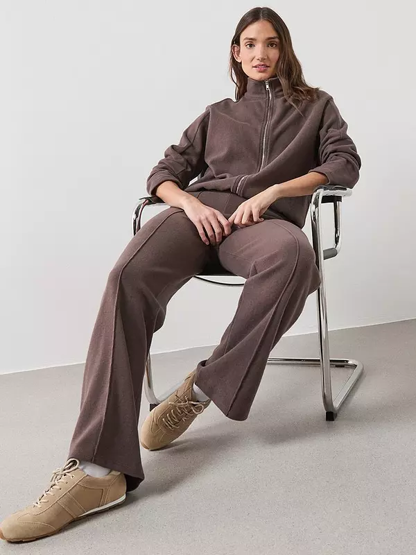 Seam Front Wide Leg Trousers Brown