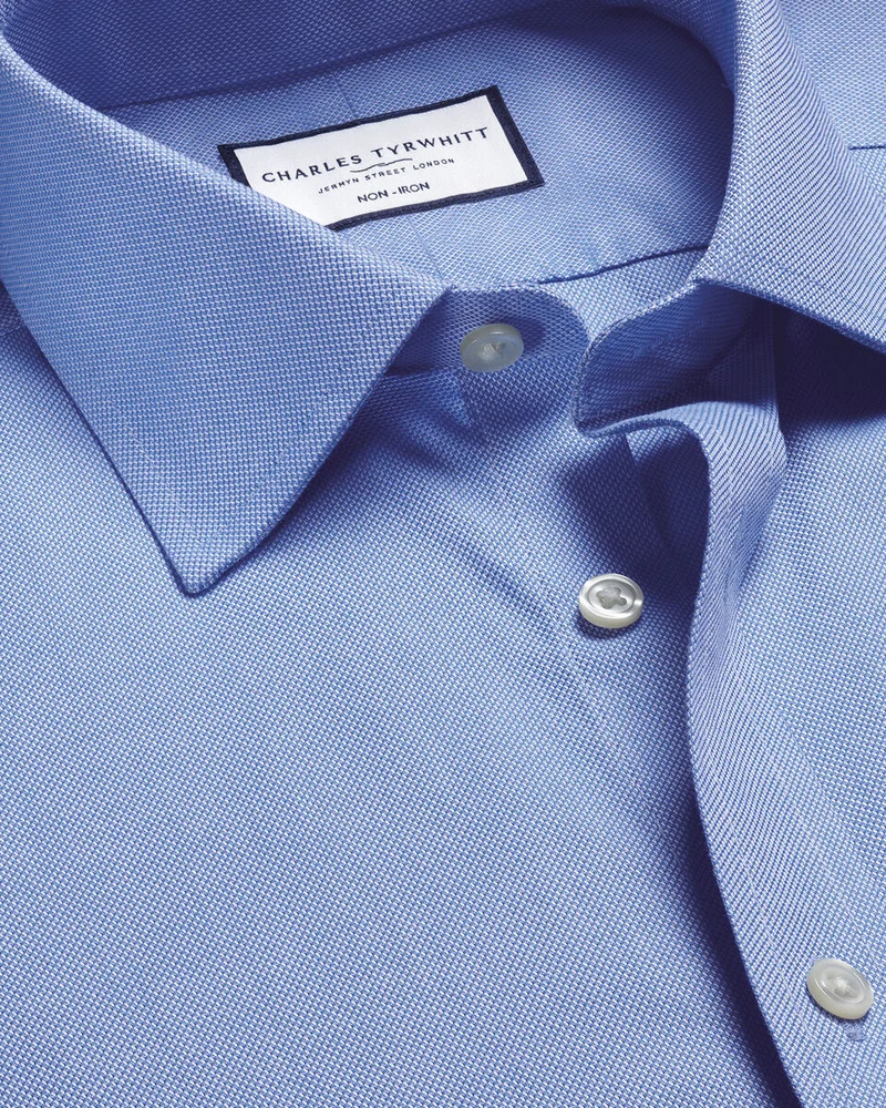 Double Cuff Non-Iron Royal Oxford Classic Fit Shirt - Ocean Blue