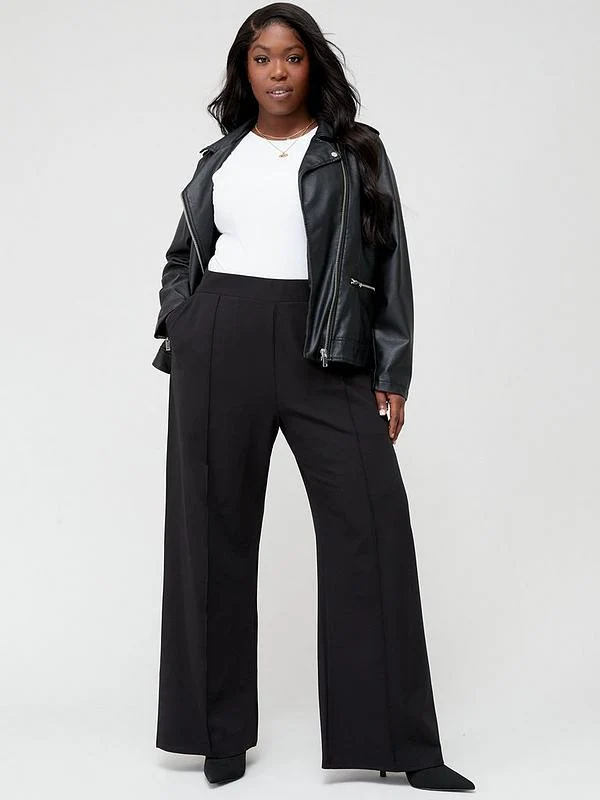 The Very Collection Curve Wide Leg Stretch Trouser - Black