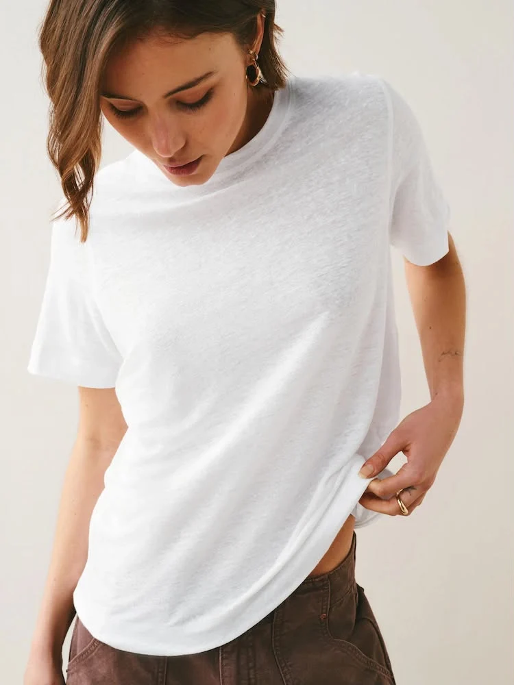 White N. Premium Linen Crew Neck T-Shirt