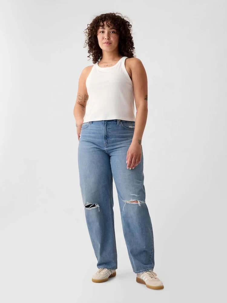 Gap Blue High Waisted Barrel Jeans