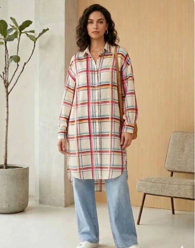 Multi Oversized Check Shirt