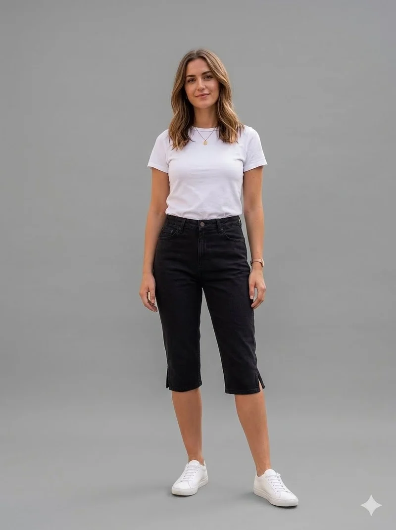 V by Very Skinny Capri Denim in Black