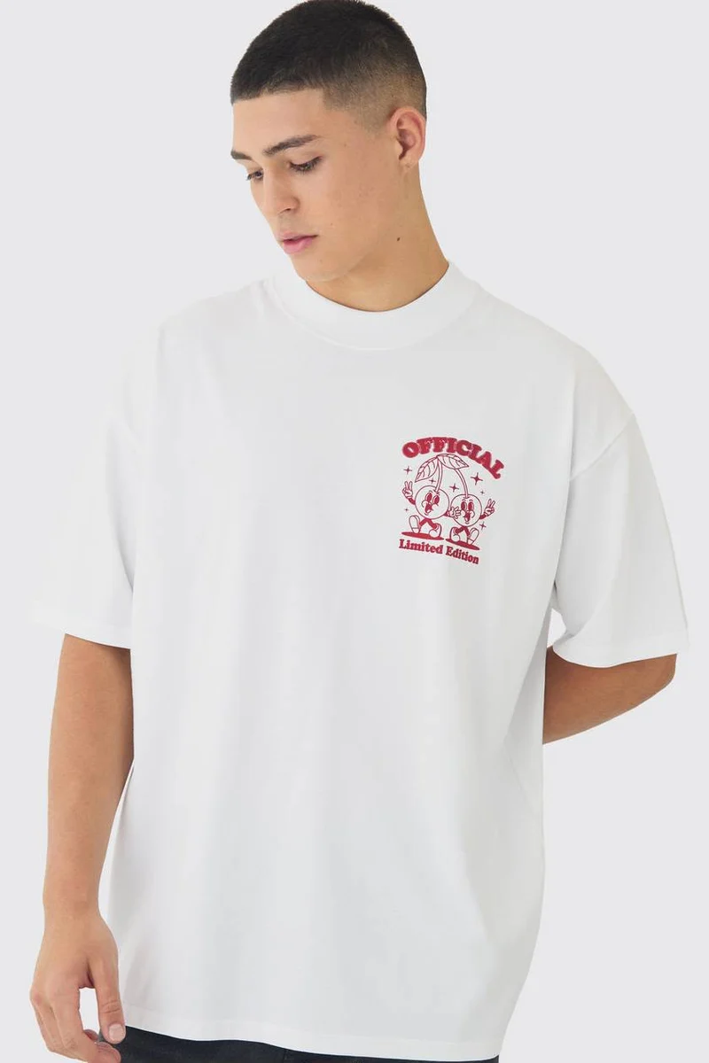 Oversized Heavyweight Cherry Graphic T-Shirt