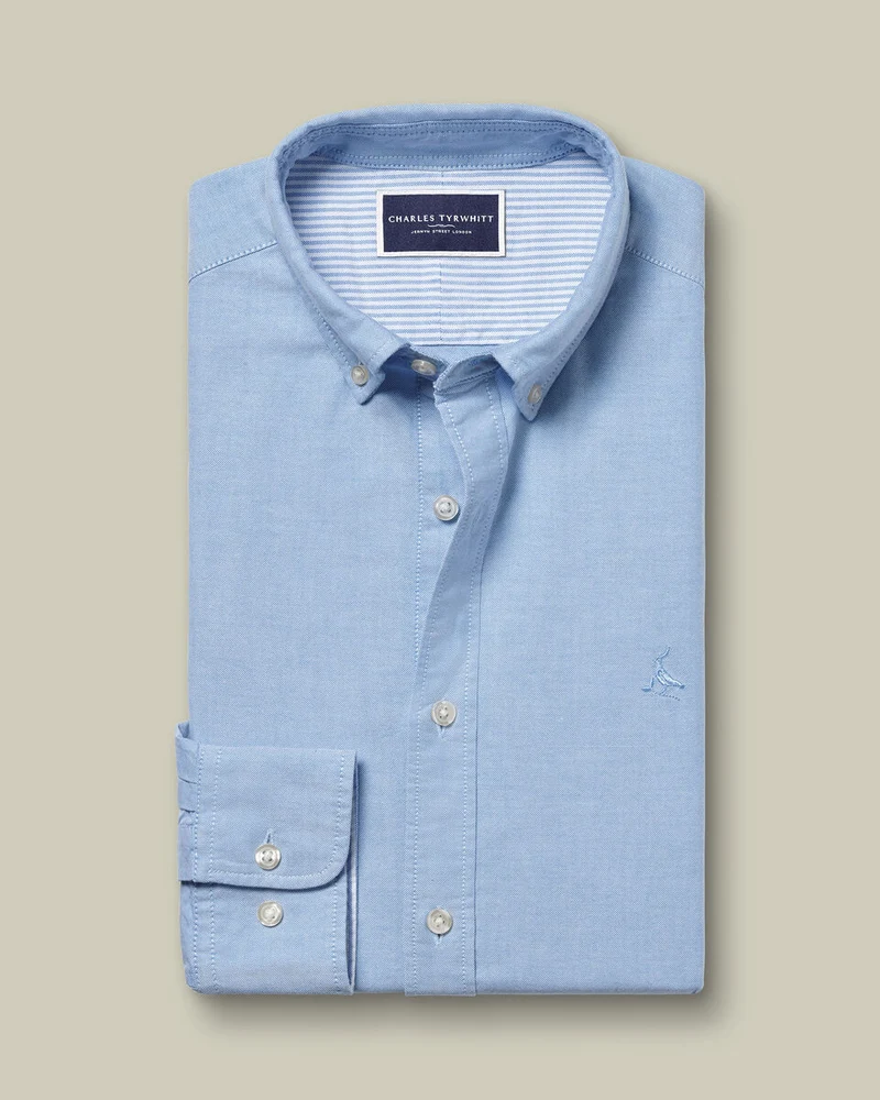 Stretch Washed Oxford Exta Slim Fit Shirt - Sky Blue