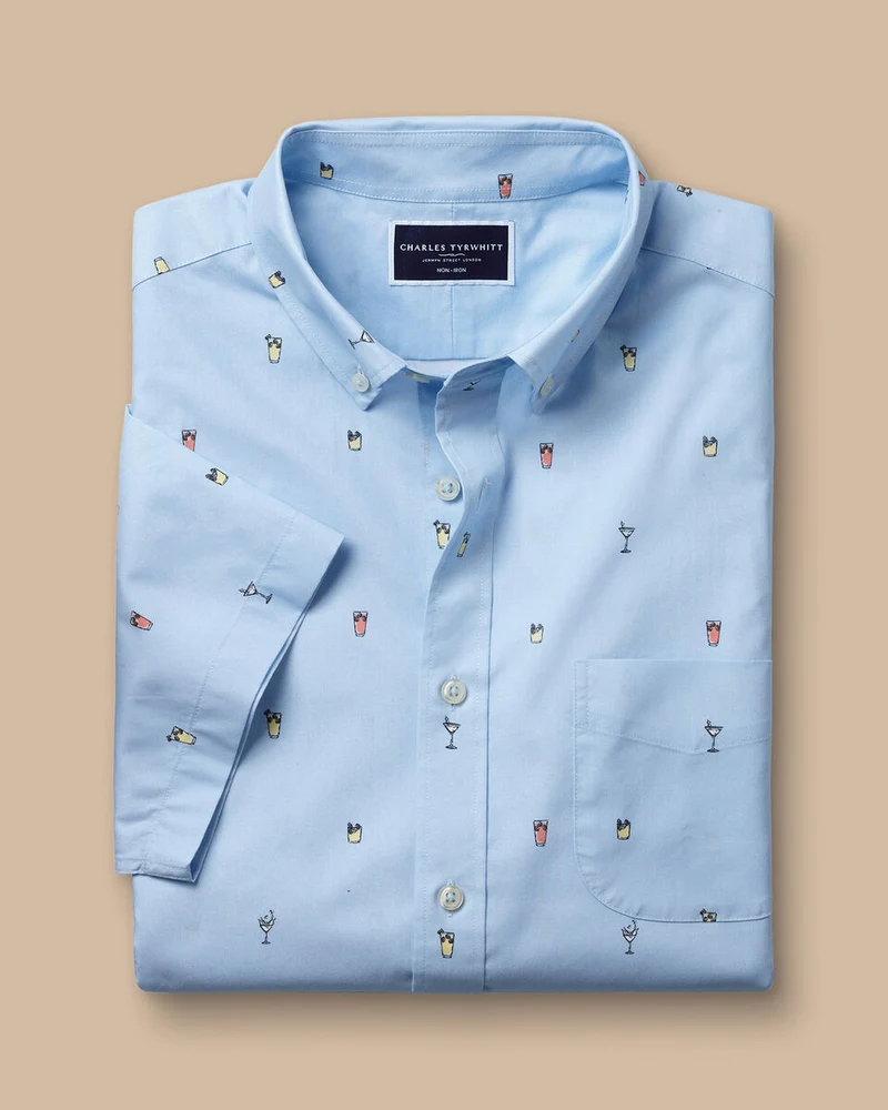 Cocktail Print Classic Fit Short Sleeve Shirt