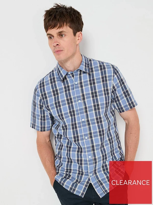 Short Sleeve Check Shirt Blue