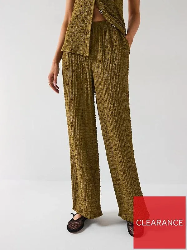 Wide Leg Co Ord Trousers khaki