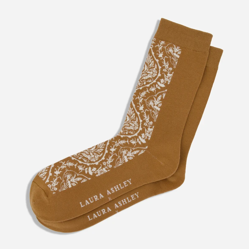 Laura Ashley X The Tie Bar Foscot Damask Cinnamon Dress Socks