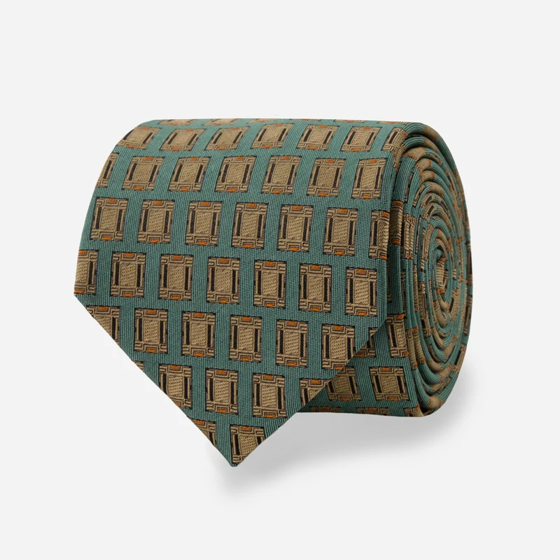 Frank Lloyd Wright Midway Gardens Facia Stone Blue Tie