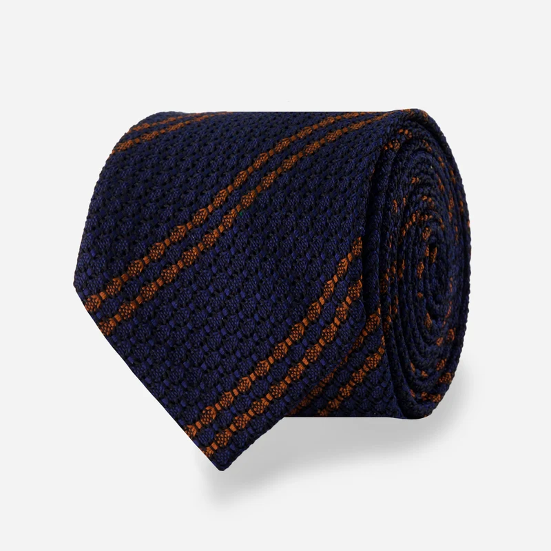 Stripe Grenadine Navy Tie