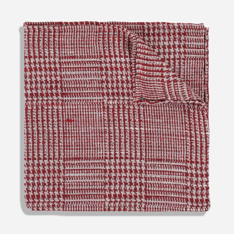 Palermo Plaid Burgundy Pocket Square
