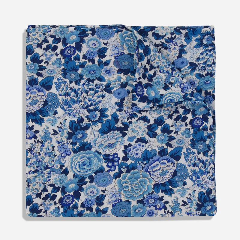Elysian Day Floral Blue Pocket Square