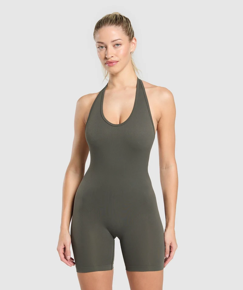 Gymshark Everyday Seamless All in One Short 5" - Strength Green